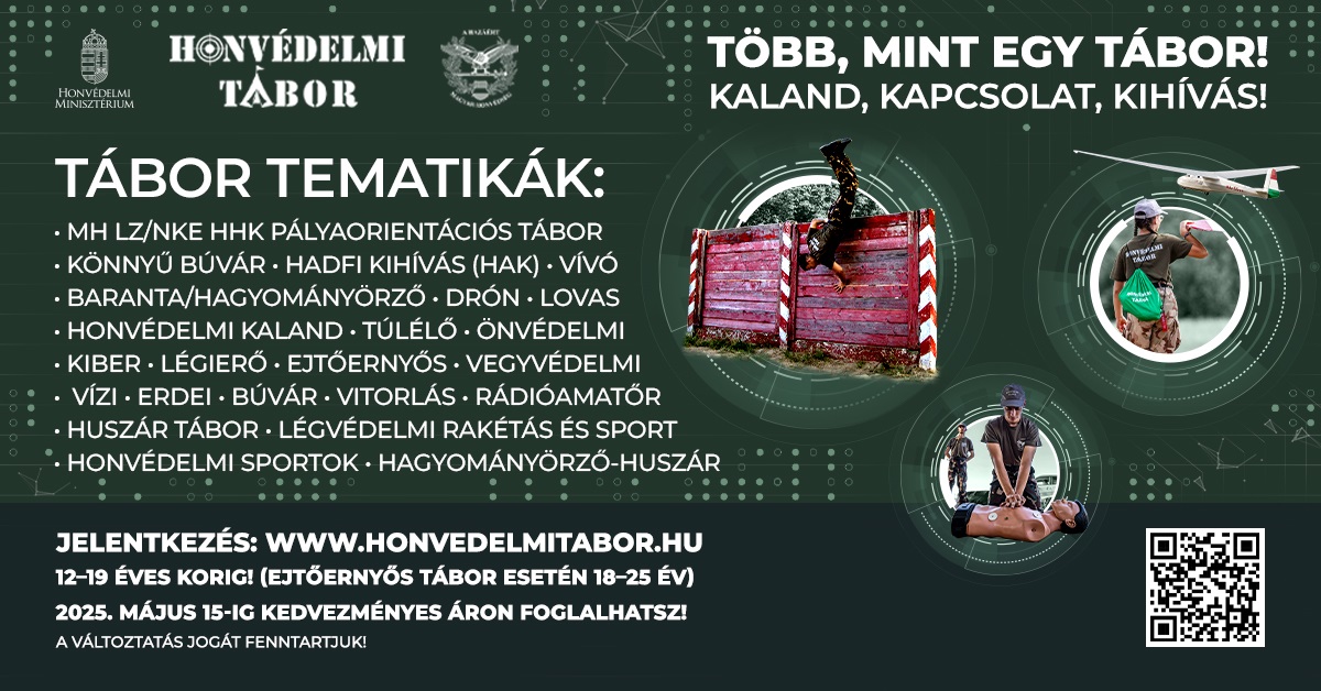 2025. évi Honvédelmi táborokkal kapcsolatos toborzó plakát 
