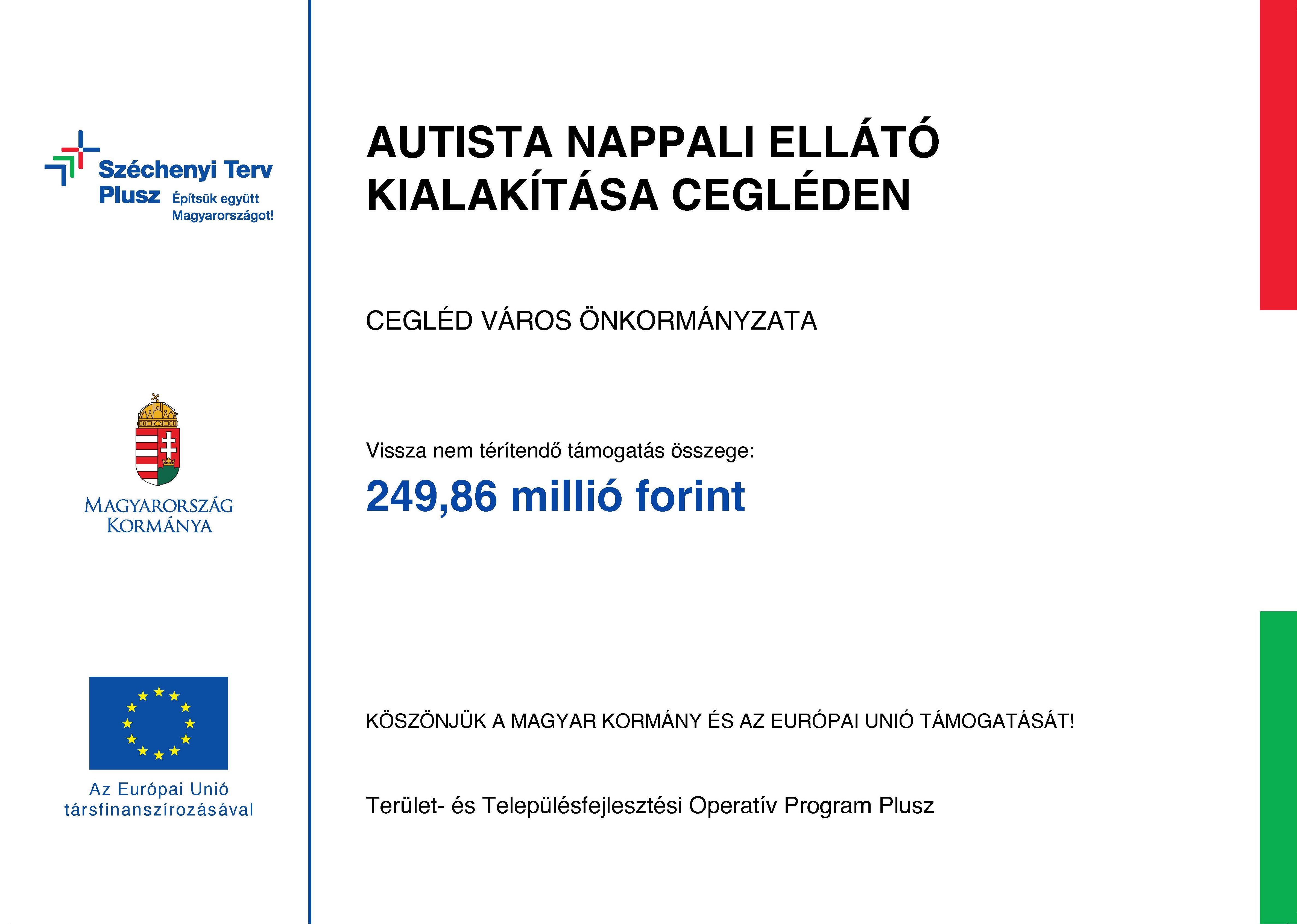 Autista nappali ellátó kialakítása Cegléden projekt tábla