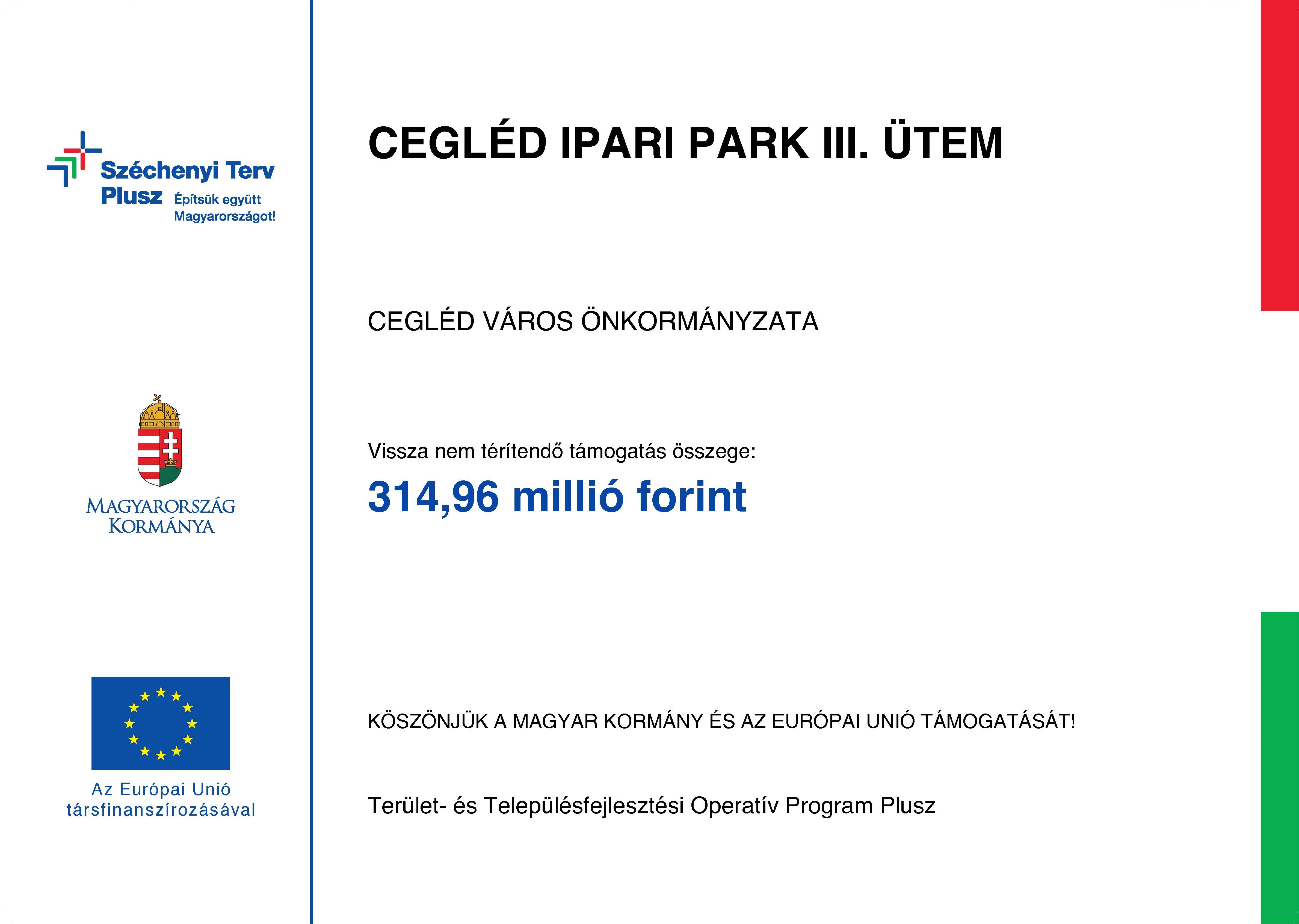 Cegléd Ipari Park III. ütem projekt tábla