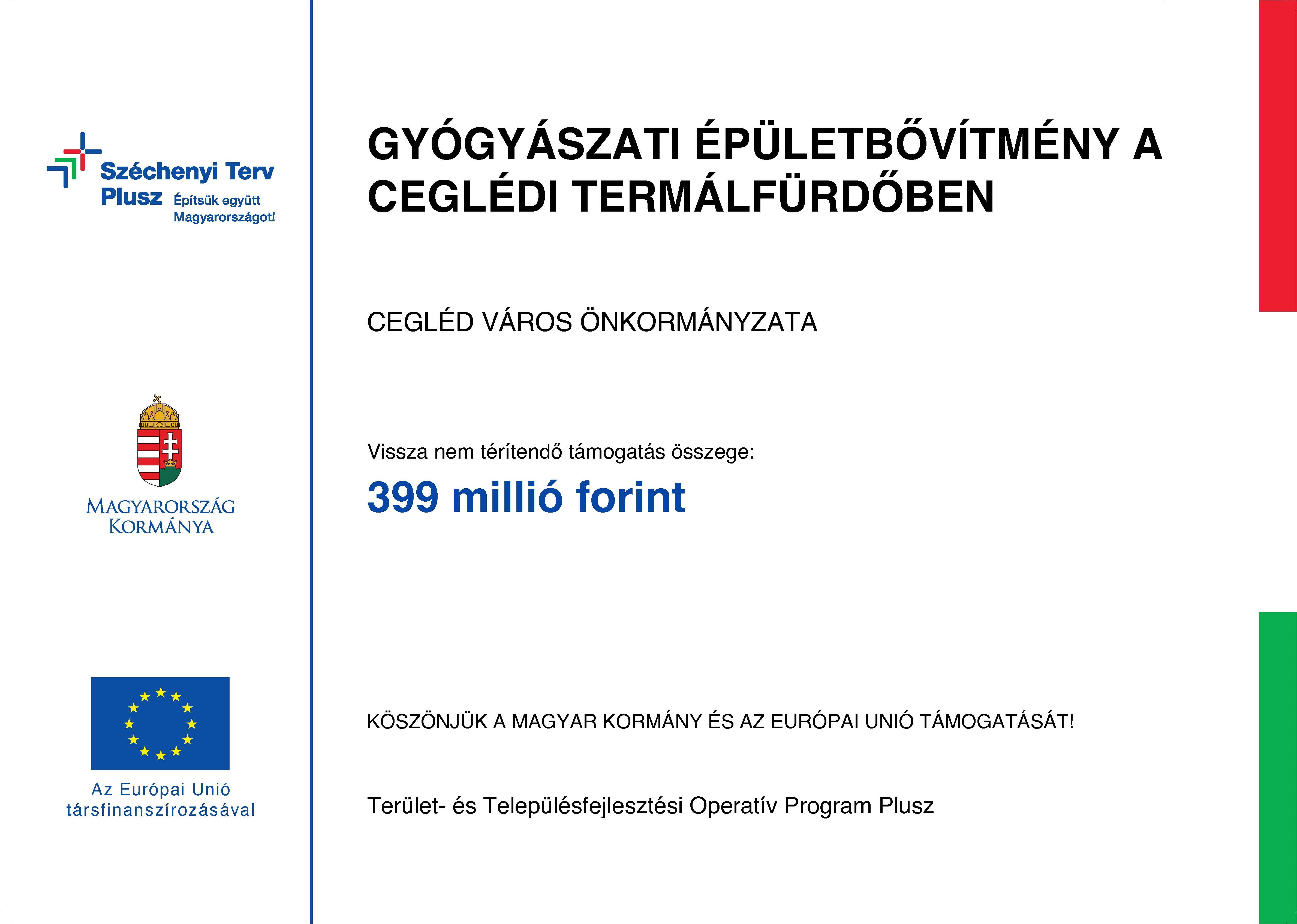 Gyógyászati Épületbővítmény Ceglédi Termálfürdőben projekt tábla