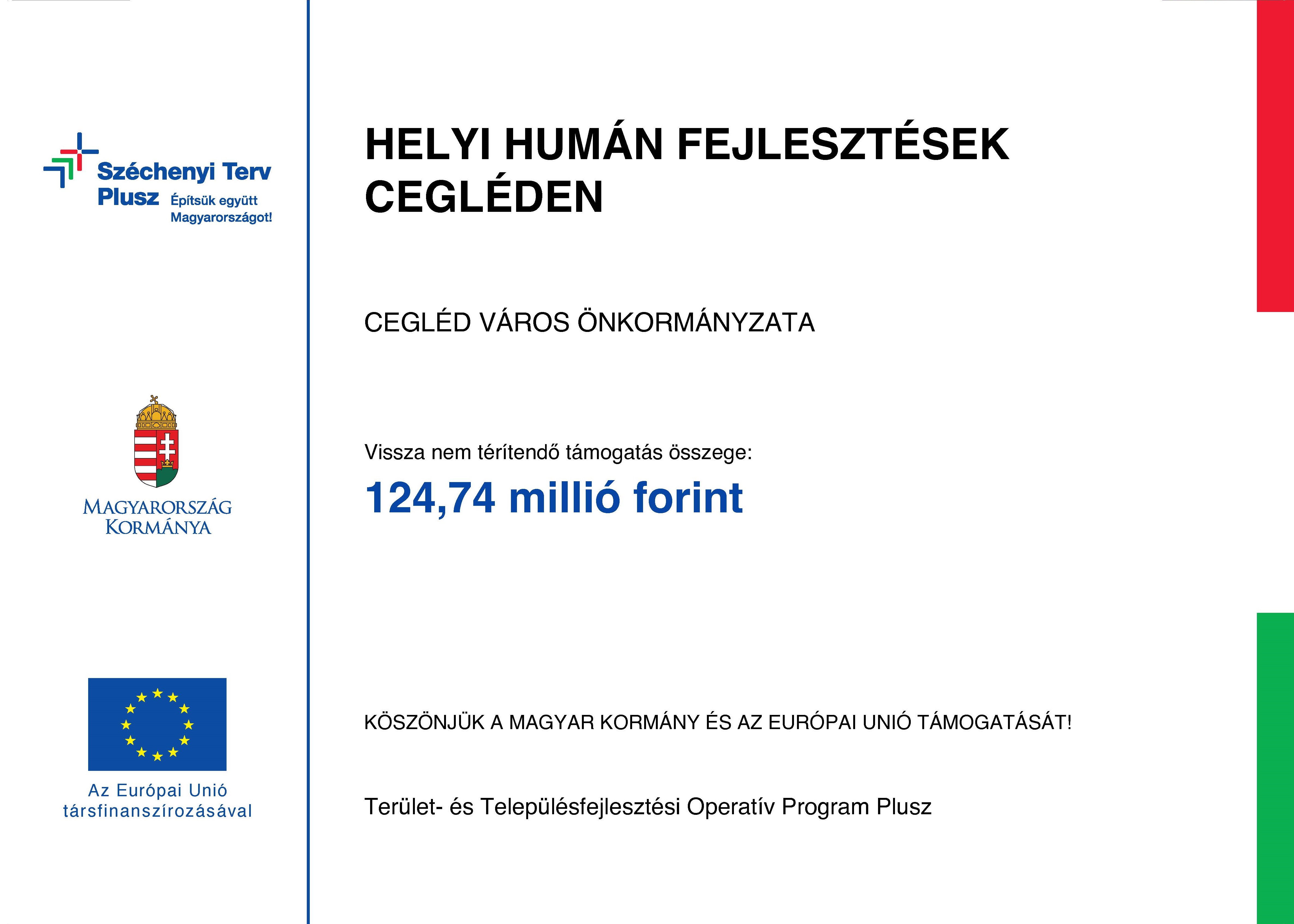 Helyi humán fejlesztések Cegléden projekt tábla